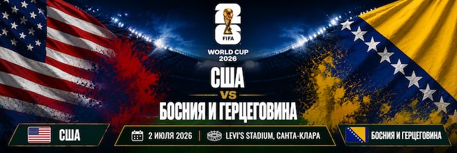 Прогноз на матч США — Босния и Герцеговина (1/16 финала ЧМ-2026) 2 июля 2026