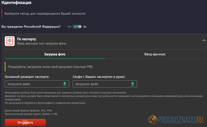 Форма для загрузки скринов паспорта